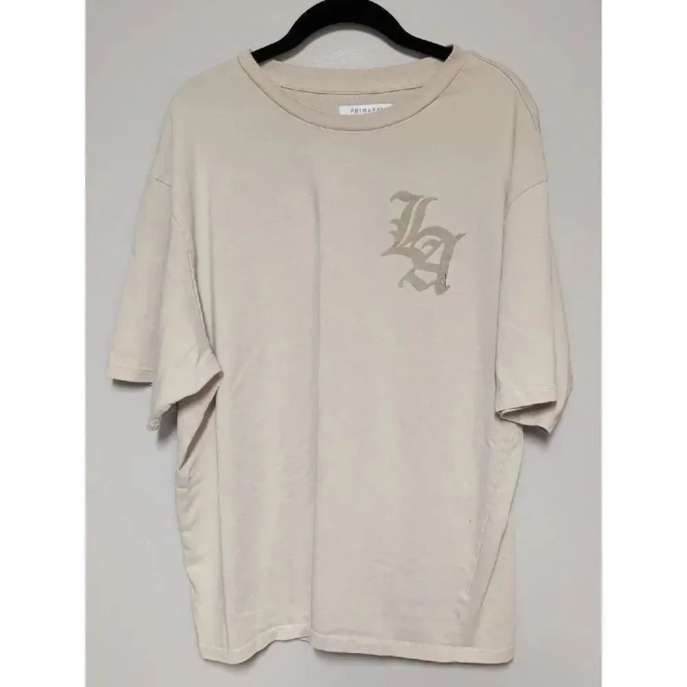 Primark Men's Cream Short Sleeve Graphic Tee